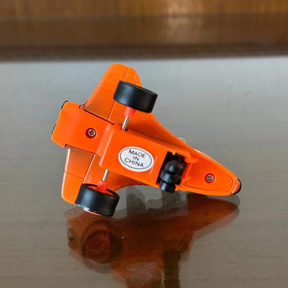 1990 Vintage Halloween Express Orange Space Shuttle Pull Back Toy Ghost Pilots